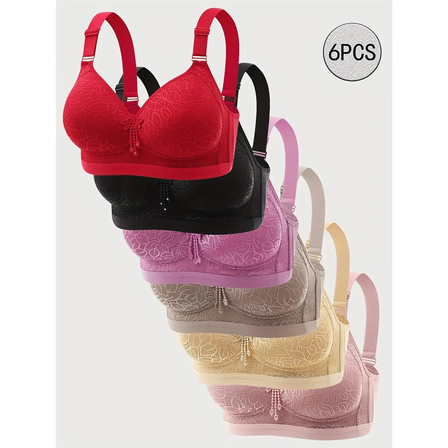 T Shirt Bra Seamless - 6pcs EssElegance Wire-Free Seamless Push-Up Bra