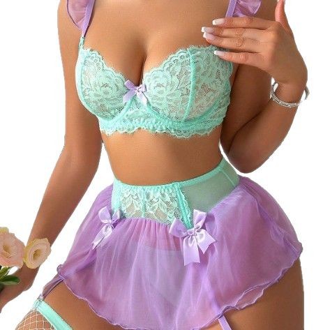 Women Sexy Lace Erotic Set Bow - огляд і ціна Lace Bralette Set