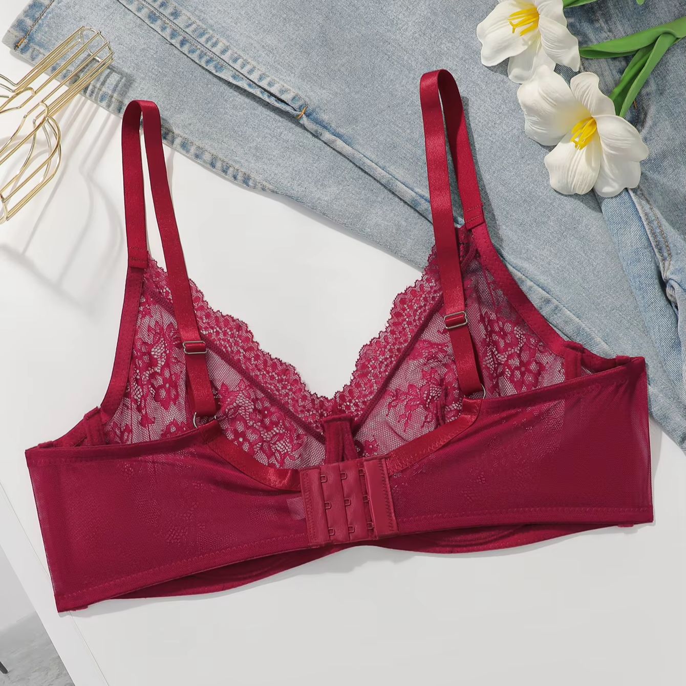 Women Plus Size Red Lace Sheer - огляд і ціна Sheer Mesh Bra